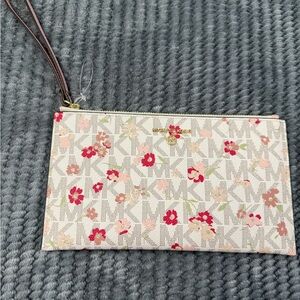 Michael Kors Floral Wristlet Clutch - Cream and Pink